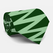 Cravate Zigzag - Vert fané sur Vert foncé 003300 (Roulé)