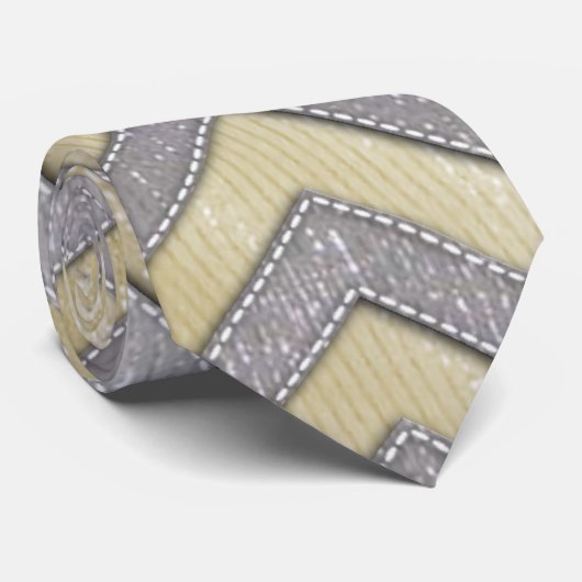Cravate Zigzags d'or et d'argent (Roulé)