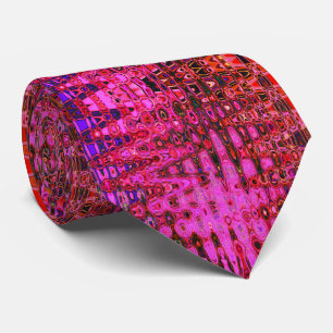 Cravate Zigzags rétro-atomique Abstrait rose et noir