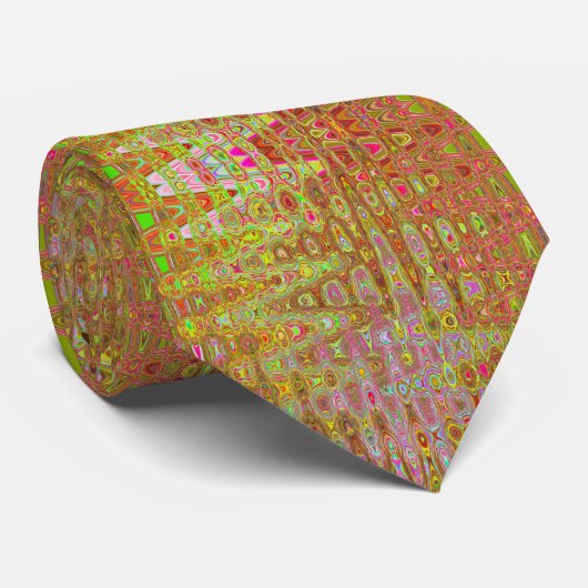 Cravate Zigzags Rétro Atomiques Jaune et Or Abstraits Cool (Roulé)