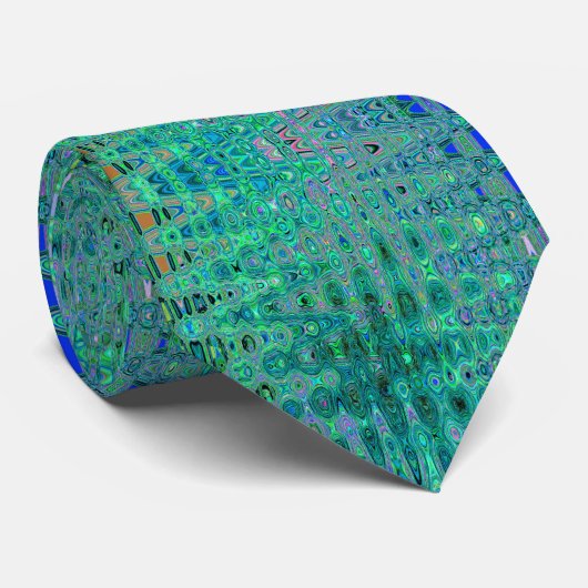 Cravate Zigzags Rétro Atomiques Verts et Noirs Abstraits e (Roulé)