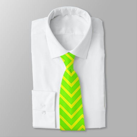 Cravate zigzags vert néon et jaune (Attaché)