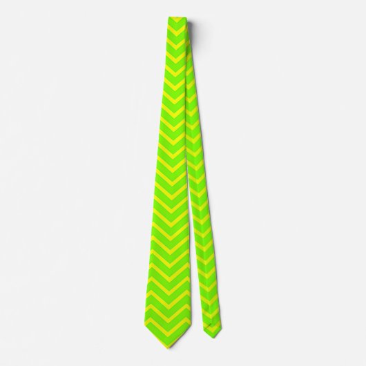 Cravate zigzags vert néon et jaune (Devant)