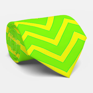 Cravate zigzags vert néon et jaune