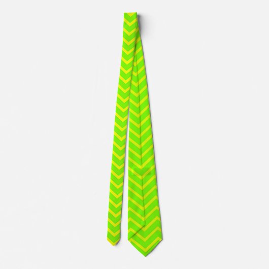 Cravate zigzags vert néon et jaune (Dos)