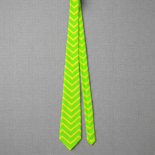 Cravate zigzags vert néon et jaune