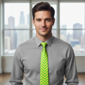 Cravate zigzags vert néon et jaune