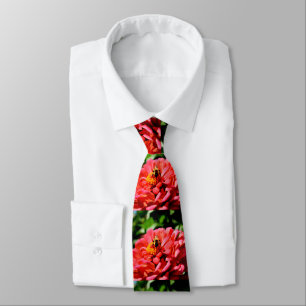 Cravate Zinnia corail avec bourdon