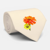 Cravate Zinnia orange et Zinnia jaune (Roulé)