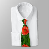 Cravate Zinnia orange, fleurs orange, fleurs rouges (Attaché)
