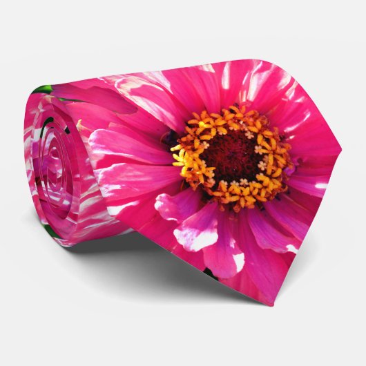 Cravate Zinnia rose (Roulé)
