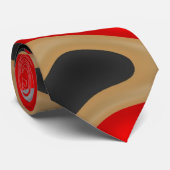 Cravate Zizzago Abstrait Biège Biège Rouge Noir 2 (Roulé)