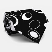 Cravate Zizzago Cercles rétro Noir Blanc (Roulé)