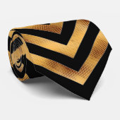 Cravate Zizzago Rétro Black Gold V bande (Roulé)