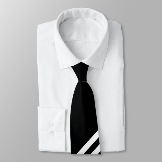 Cravate Zizzago Rétro Noir Blanc V bande (Attaché)