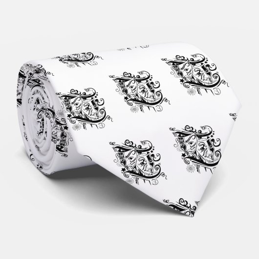 Cravate Zodiac - Gemini - Noir & Blanc (Roulé)