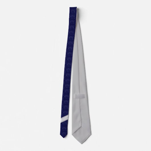 Cravate Zodiac Libra Monogramme Bleu Gris échelles (Dos)