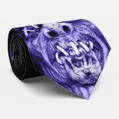Cravate Zombi principal rétréci bleu (Roulé)