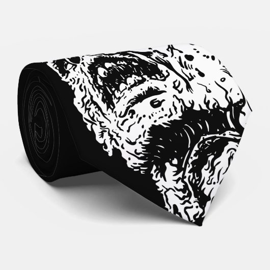cravate zombie en noir (Roulé)