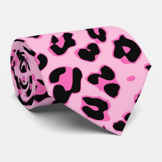 Cravates roses d'impression de peau de léopard (Roulé)