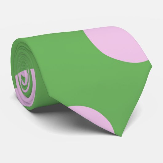 Cravates verts avec points roses (Roulé)