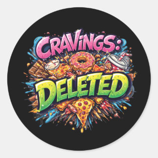 Cravings Deleted – Bold Comic Junk Food Graphic Ronde Sticker