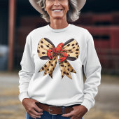 Crawfish and Leopard Print Coquette Bow T-shirt