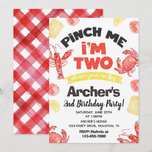 Crawfish Birthday Invitation 2e verjaardag Kaart