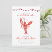 Crawfish Birthday Invitation | Crawfish Party Kaart (Staand voorkant)