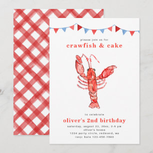 Crawfish Birthday Invitation   Crawfish Party Kaart