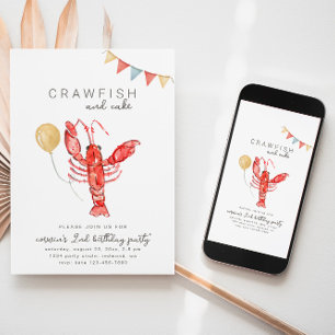 Crawfish Birthday Invitation   Crawfish Party Kaart