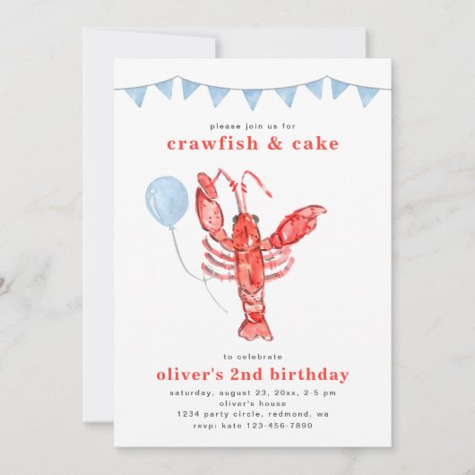 Crawfish Birthday Invitation | Crawfish Party Kaart (Voorkant)