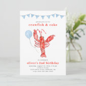 Crawfish Birthday Invitation | Crawfish Party Kaart (Staand voorkant)