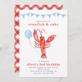 Crawfish Birthday Invitation | Crawfish Party Kaart (Voorkant / Achterkant)