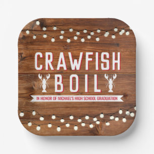 Crawfish Boil Afstuderen Reunion Lobster Rustic Papieren Bordje