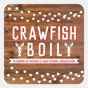 Crawfish Boil Afstuderen School Event Vierkante Sticker