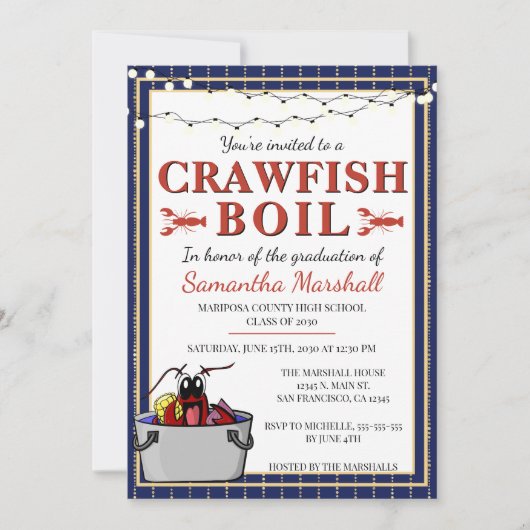 Crawfish Boil Afstuderen schooldiploma Kaart (Voorkant)