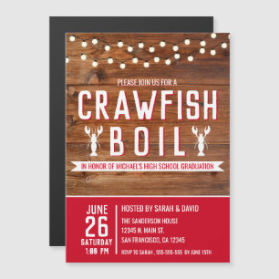 Crawfish Boil Afstuderen Seafood Party Magnetische Uitnodiging