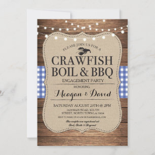 Crawfish Boil BBQ Engagement Party Shower Lobster Kaart