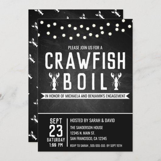 Crawfish Boil Cajun Engagement Party (Voorkant / Achterkant)