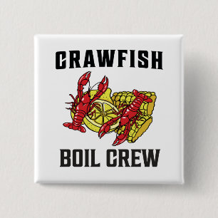 Crawfish Boil Crew T-Shirt Vierkante Button 5,1 Cm
