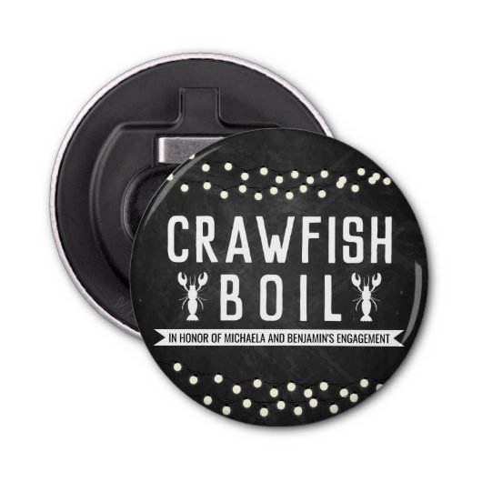 Crawfish Boil Engagement Party Button Flesopener (Voorkant)