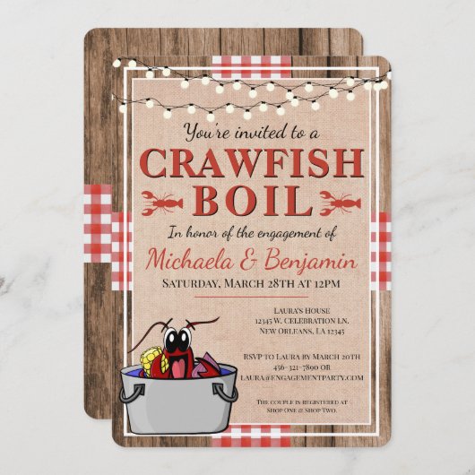 Crawfish Boil Engagement Party — Eparen — Shower Kaart (Voorkant / Achterkant)