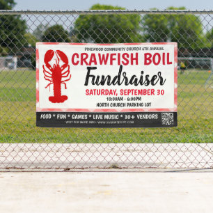 Crawfish Boil Fundraiser Banner met qr-code