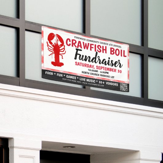 Crawfish Boil Fundraiser Banner met qr-code (Buitenkant Gebouw)