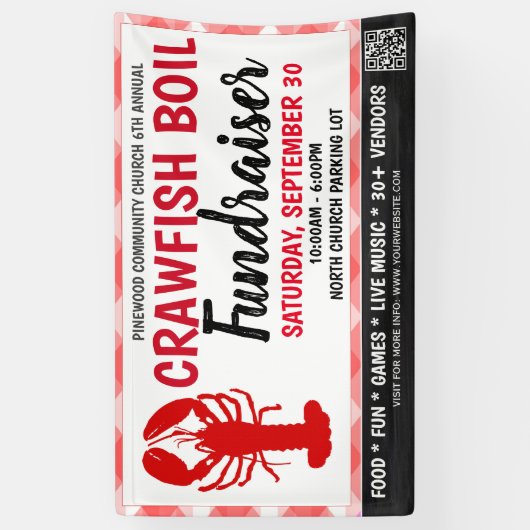Crawfish Boil Fundraiser Banner met qr-code (Verticaal)