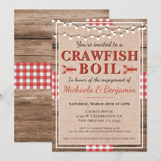Crawfish Boil Lobster Engagement Party (Voorkant / Achterkant)