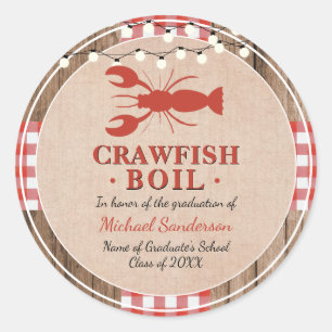 Crawfish Boil Lobster Graduation Party Rustic Ronde Sticker