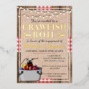 Crawfish Boil Lobster Party Verloving Rustic Folie Uitnodiging