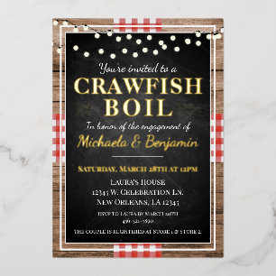 Crawfish Boil Lobster Rustic Engagement Party Folie Uitnodiging